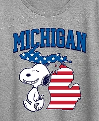 Hybrid Apparel Plus Peanuts Snoopy Michigan Graphic Crewneck T-Shirt