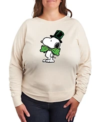 Hybrid Apparel Plus Peanuts Snoopy Bowtie St. Patrick's Day French Terry Graphic Crewneck T-Shirt