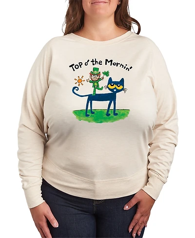 Hybrid Apparel Plus Pete The Cat St. Patrick's Day Mornin' Leprechaun Graphic Crewneck T-Shirt