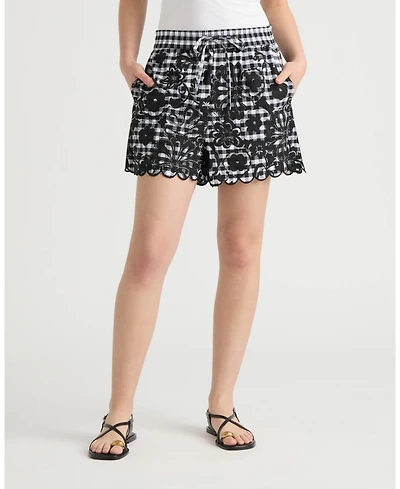 Nvlt Women's Gingham Scallop Hem Short