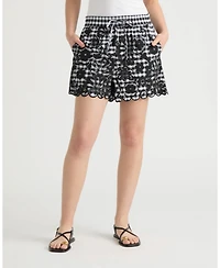 Nvlt Women's Gingham Scallop Hem Short