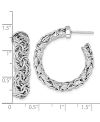 Curata Jewelry 925 Sterling Silver Italian Rhodium plated Byzantine Hoop Earrings 30x7.5mm 30.5x29.3mm Wide 7.5mm Thick Hoop Earring