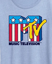 Hybrid Apparel Plus Mtv Usa Flag Logo Graphic Crewneck T-Shirt
