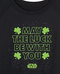 Hybrid Apparel Plus Star Wars St. Patrick's Day May Luck Be With You French Terry Graphic Crewneck T-shirt