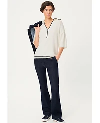 Olsen Women's Split-Neck Polo Sweater