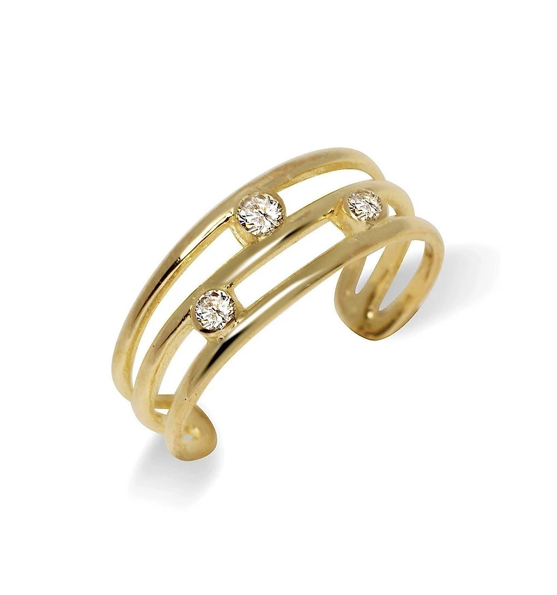 Curata Jewelry Solid Scattered Cubic Zirconia Adjustable Toe Ring