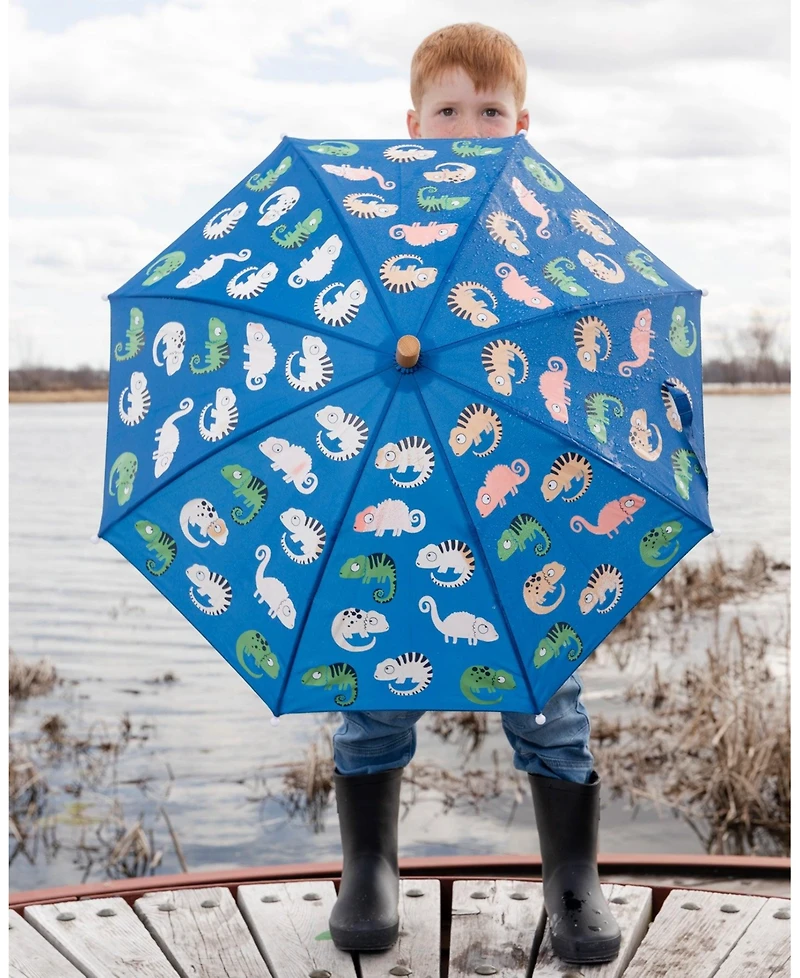 Deux par Deux Boy Color-Changing Umbrella Chameleon Print - Child
