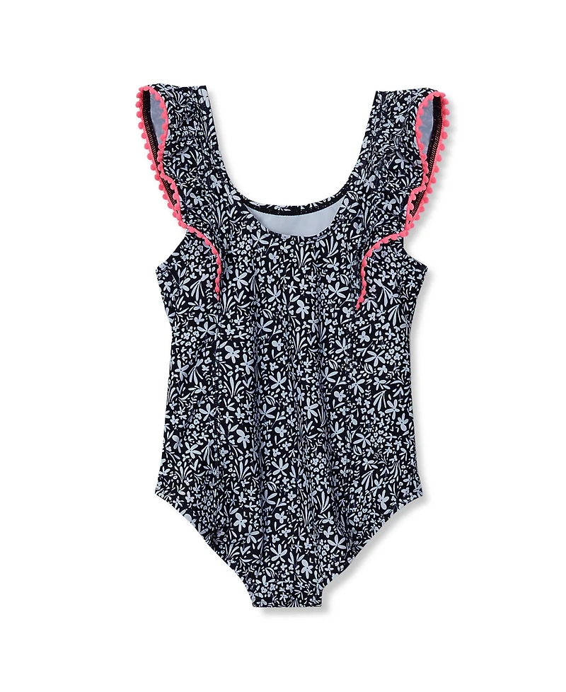 Lands' End Girls Chlorine Resistant Scoop Neck Ruffle One Piece Swimsuit