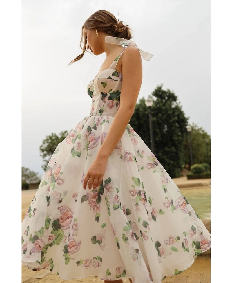 Milla Women's Tender Floral Midi Tie-Strap Dress