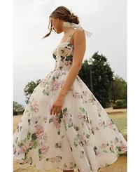 Milla Women's Tender Floral Midi Tie-Strap Dress