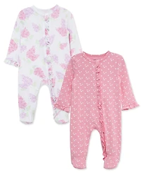 Little Me Baby Girls' Printed Footies, 2-Pack