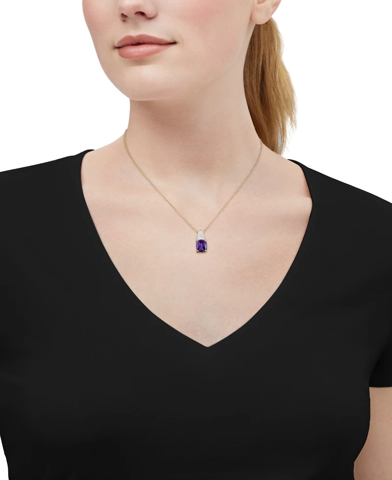Macy's Amethyst (2-3/4 ct. t.w.) & Diamond (1/10 Pendant Necklace 14k Yellow Gold-Plated Sterling Silver
