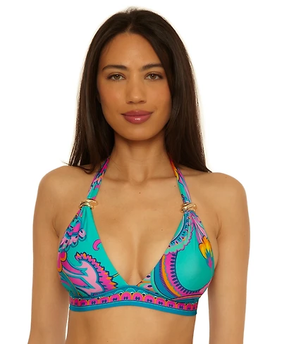 Trina Turk Women's Mykonos Buckle Banded Halter Swim Top