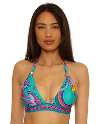 Trina Turk Women's Mykonos Buckle Banded Halter Swim Top