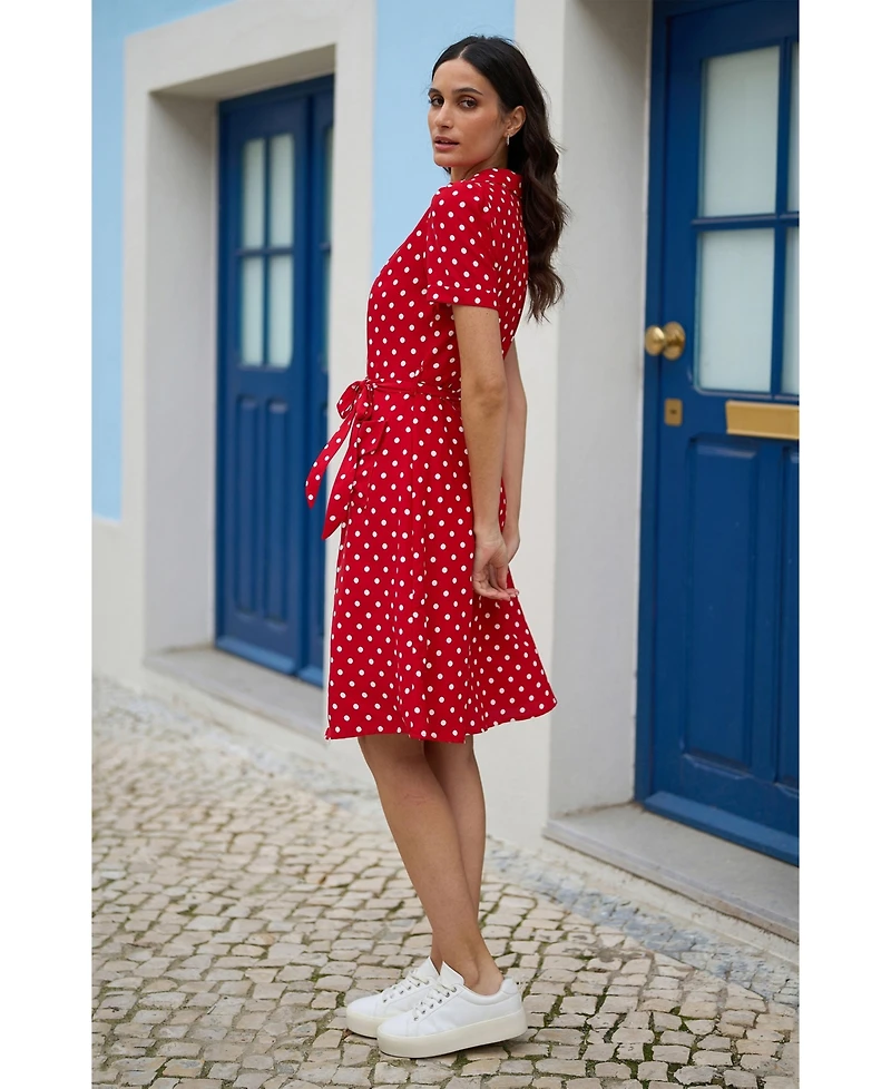 Yumi Women's Retro Shirt Polka Dot Dress