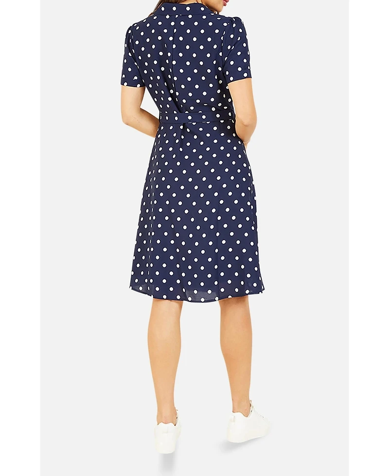 Yumi Women's Retro Shirt Polka Dot Dress