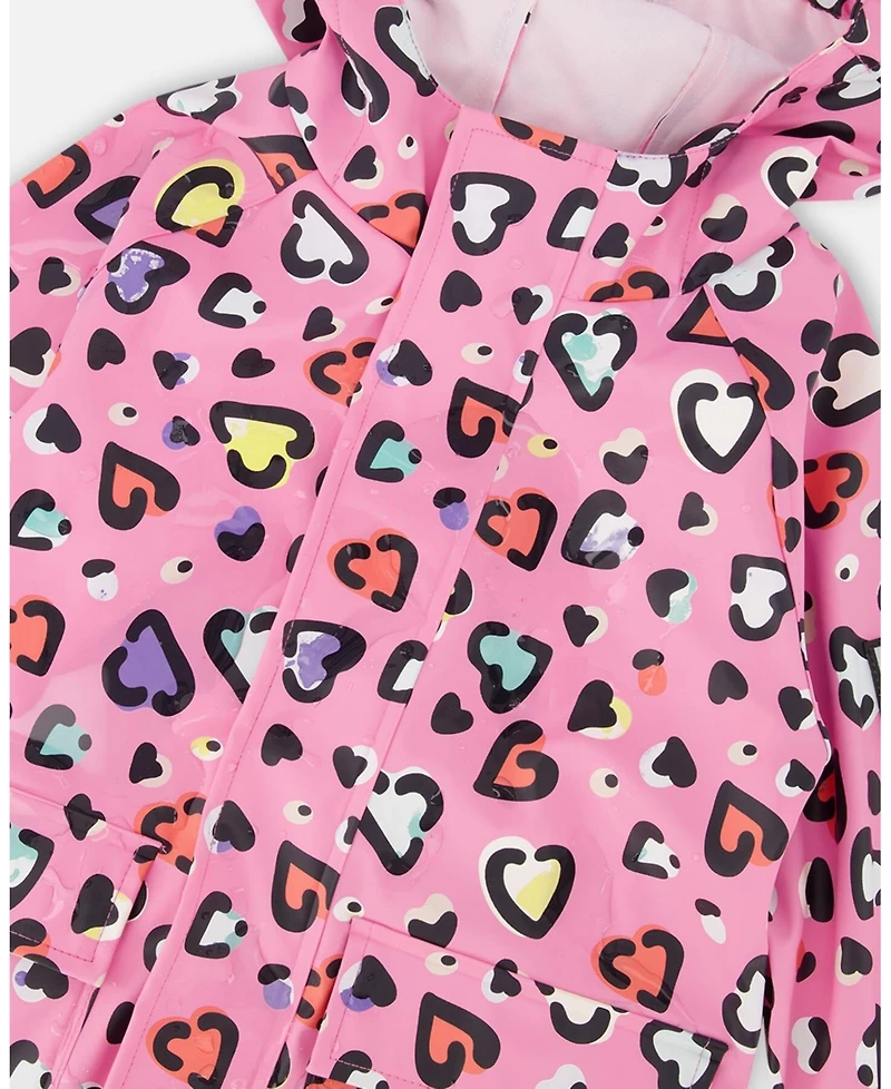 Deux par Big Girls Rain Jacket Polyurethane Heart Print