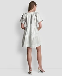 Dkny Women's V-Neck Contrast-Stitch Mini Dress
