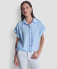 Dkny Women's Short-Sleeve Button-Down Blouse