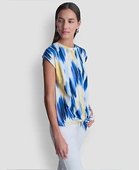 Dkny Women's Abstract Print Tie-Waist Top