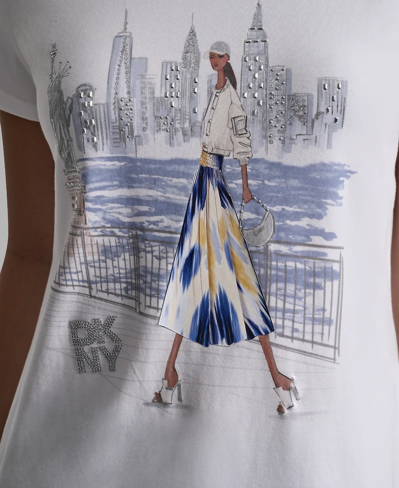 Dkny Women's Statue of Liberty Graphic Short-Sleeve T-Shirt