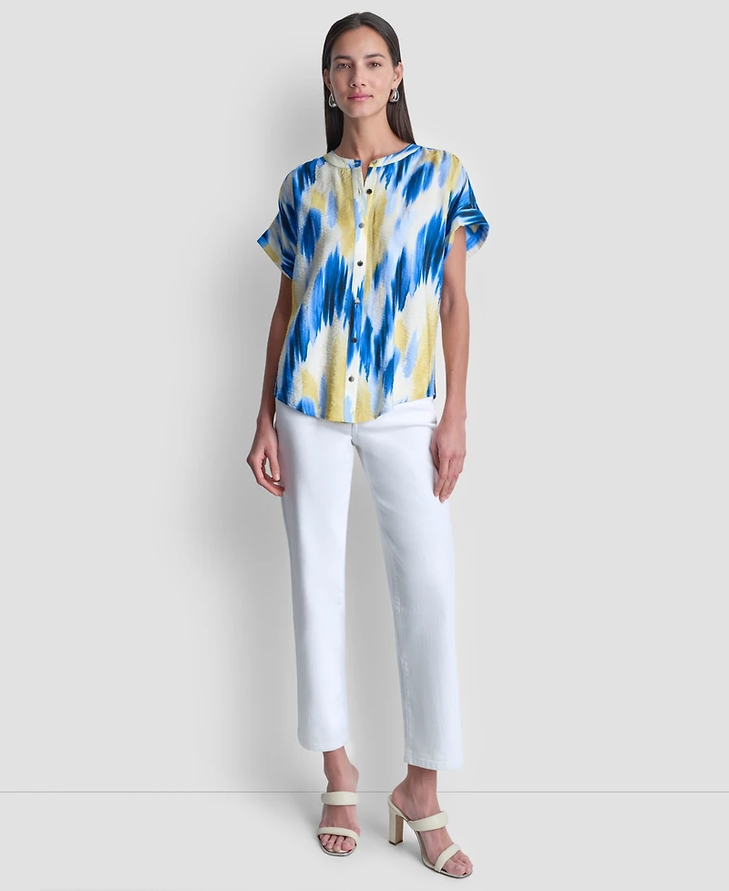 Dkny Women's Abstract-Print Button-Down Blouse