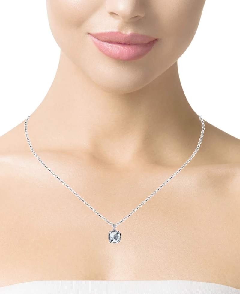 Macy's Green Amethyst (4 ct. t.w.) & Diamond (0.025 Pendant Necklace Sterling Silver (Also Available Pink Sky Blue Amethyst)