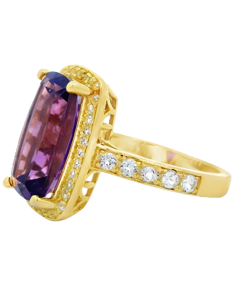 Macy's Amethyst (3.30 ct. t.w.) & White Topaz (0.60 ct. t.w.) Ring in 14k Yellow Gold-Plated Sterling Silver