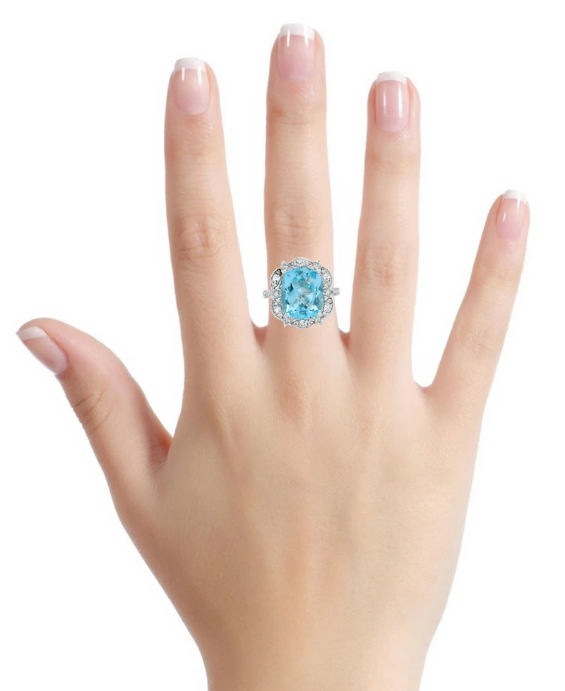 Macy's Sky Blue Topaz (6.35 ct. t.w.) & White Topaz (0.70 ct. t.w.) Ring in Sterling Silver
