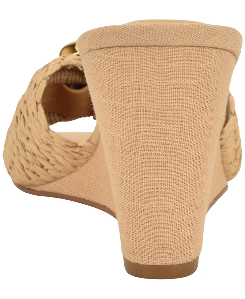 Nine West Women's Nessla Woven Slip-On Wedge Sandals