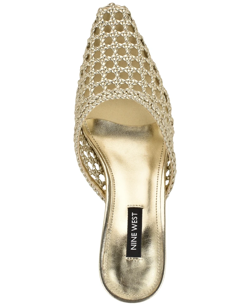 Nine West Women's Camenlaw Woven Kitten Heel Mules Pumps