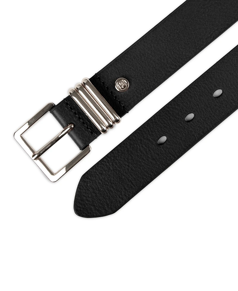 Tommy Hilfiger Women's Triple-Metal Strap Keeper Casual Leather Belt