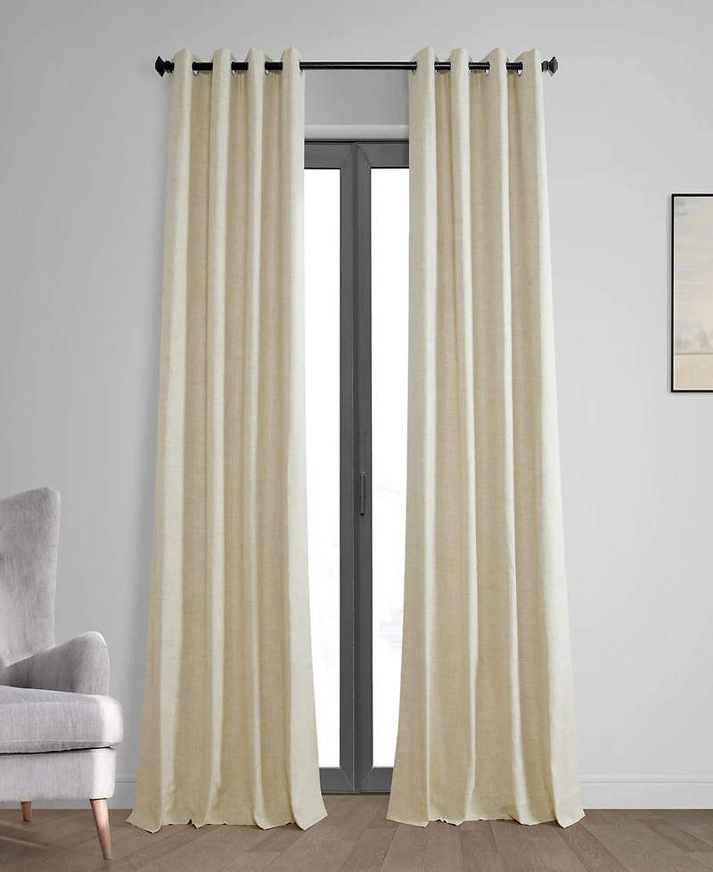 Half Price Drapes Natural Light Beige Grommet Thermal Cross Linen Weave Blackout Curtain