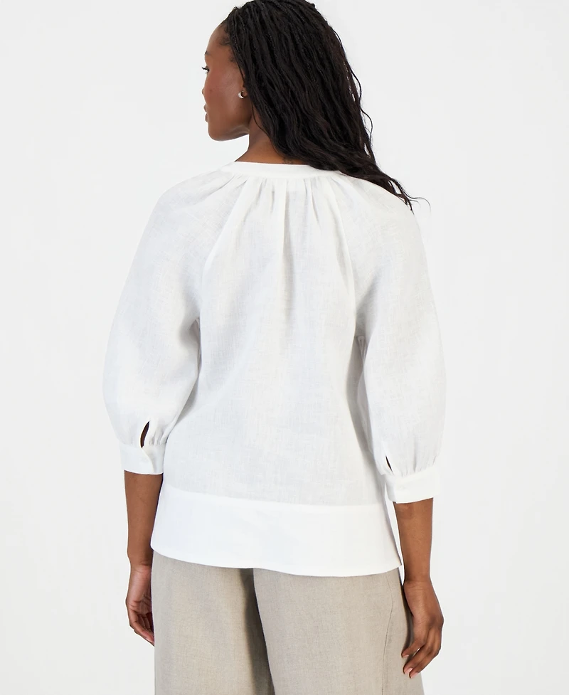 Charter Club Petite 3/4-Sleeve Linen Shirt, Macy's Exclusive