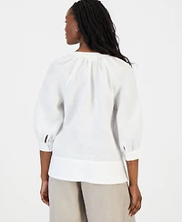 Charter Club Petite 3/4-Sleeve Linen Shirt, Macy's Exclusive