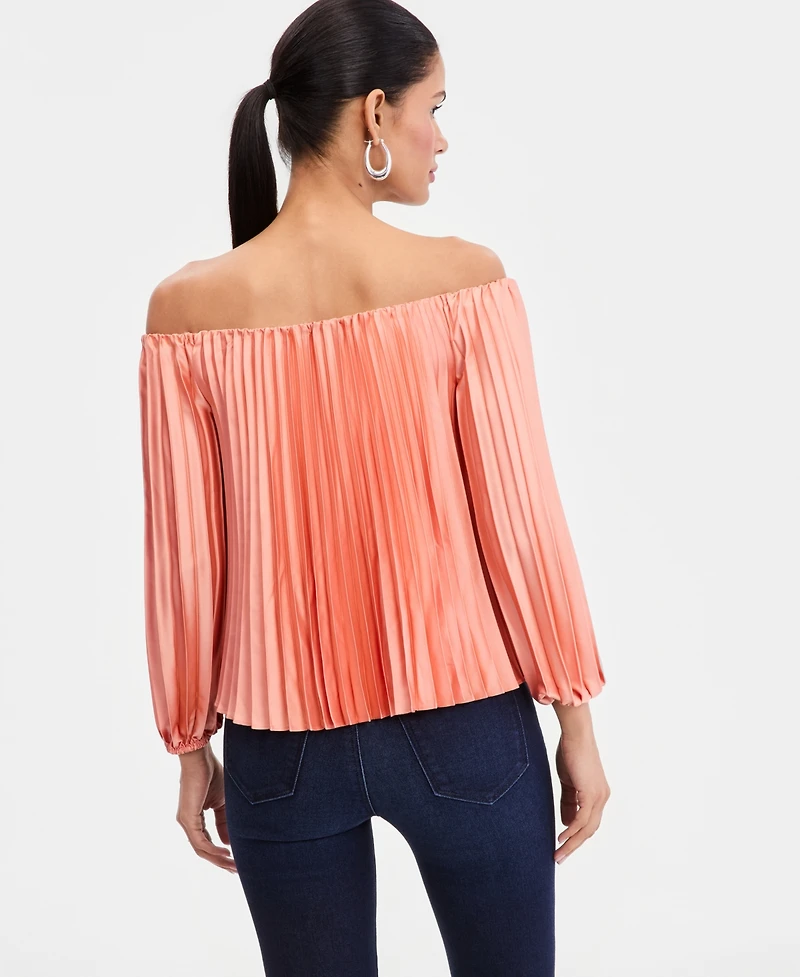 I.n.c. International Concepts Women's Off-The-Shoulder Pleated Blouse, Macy's Exclusive