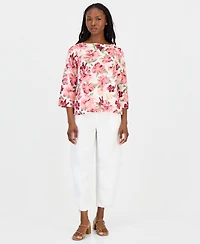 Charter Club Petite 100% Linen Cuffed Top, Created for Macy's
