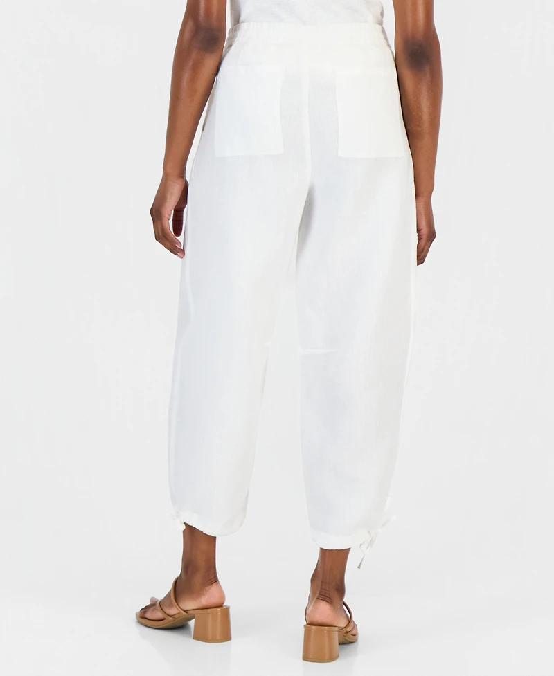 Charter Club Petite Drawstring-Waist Barrel-Leg Linen Pants, Macy's Exclusive
