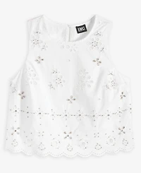 I.n.c. International Concepts Women's Crystal Embellished Eyelet Sleeveless Top, Macy's Exclusive