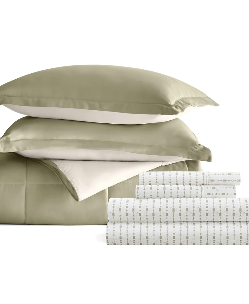 ienjoy Home Bedding Bundle Reversible Pattern -Piece Comforter Set