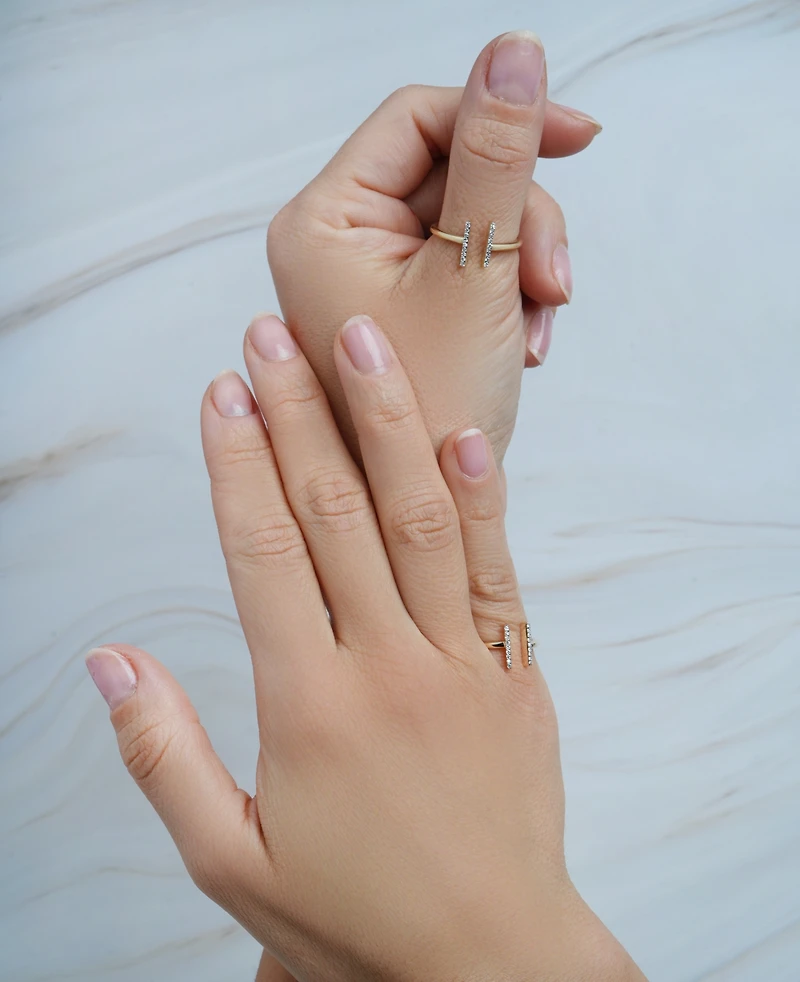 Wrapped Diamond Bar Cuff Ring (1/10 ct. t.w.) 14k Gold, Created for Macy's