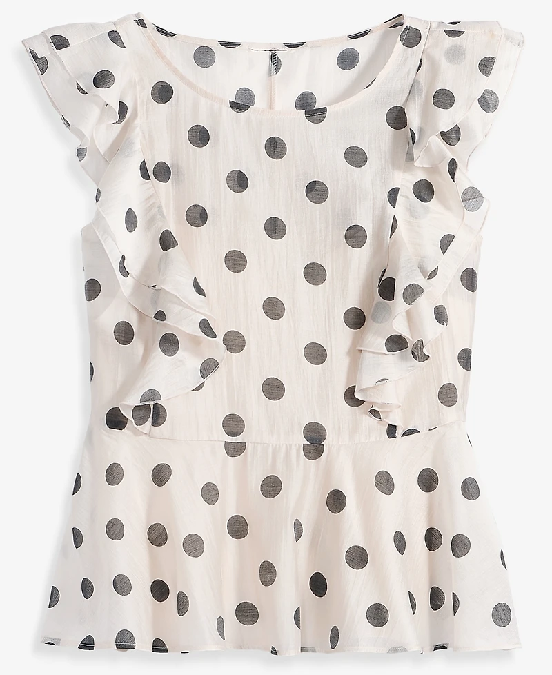 I.n.c. International Concepts Women's Printed Ruffle-Sleeve Peplum Blouse, Macy's Exclusive