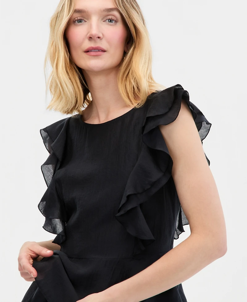 I.n.c. International Concepts Women's Printed Ruffle-Sleeve Peplum Blouse, Macy's Exclusive