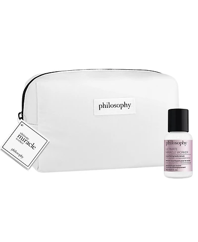 Free philosophy pouch and mini ultimate miracle worker body serum with any $75 philosophy purchase