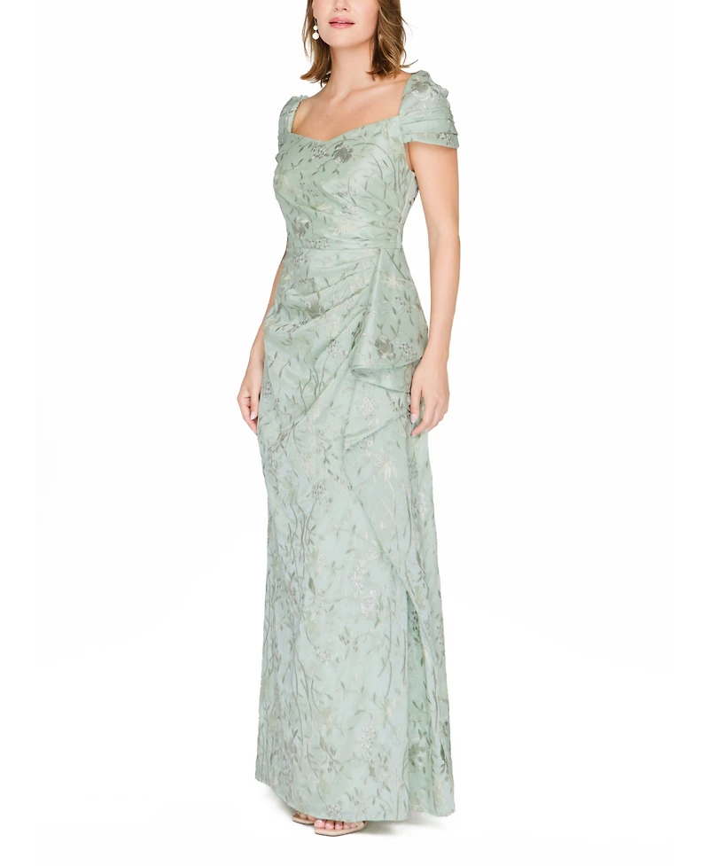 Js Collections Women's Sweetheart Neck Cascade Detail Gown