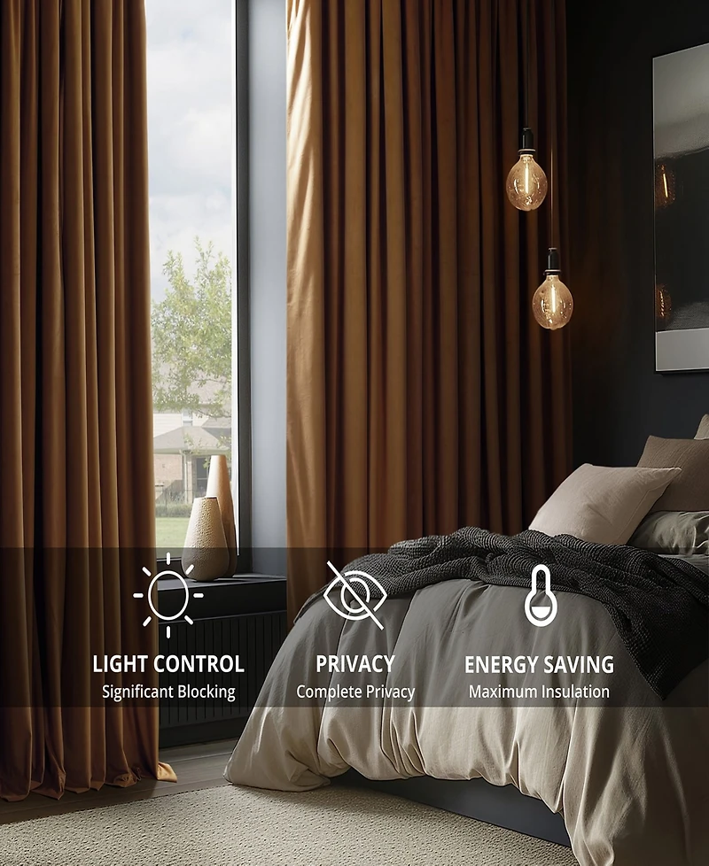 Half Price Drapes Burnt Pumpkin Signature Velvet Blackout Curtain