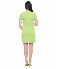 24seven Comfort Apparel Women's and Plus Maternity Round Neck Shift Dress