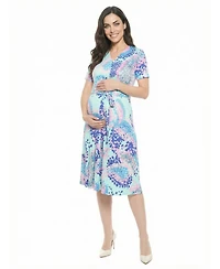 24seven Comfort Apparel Women's and Plus Maternity Short-Sleeve Midi Dress