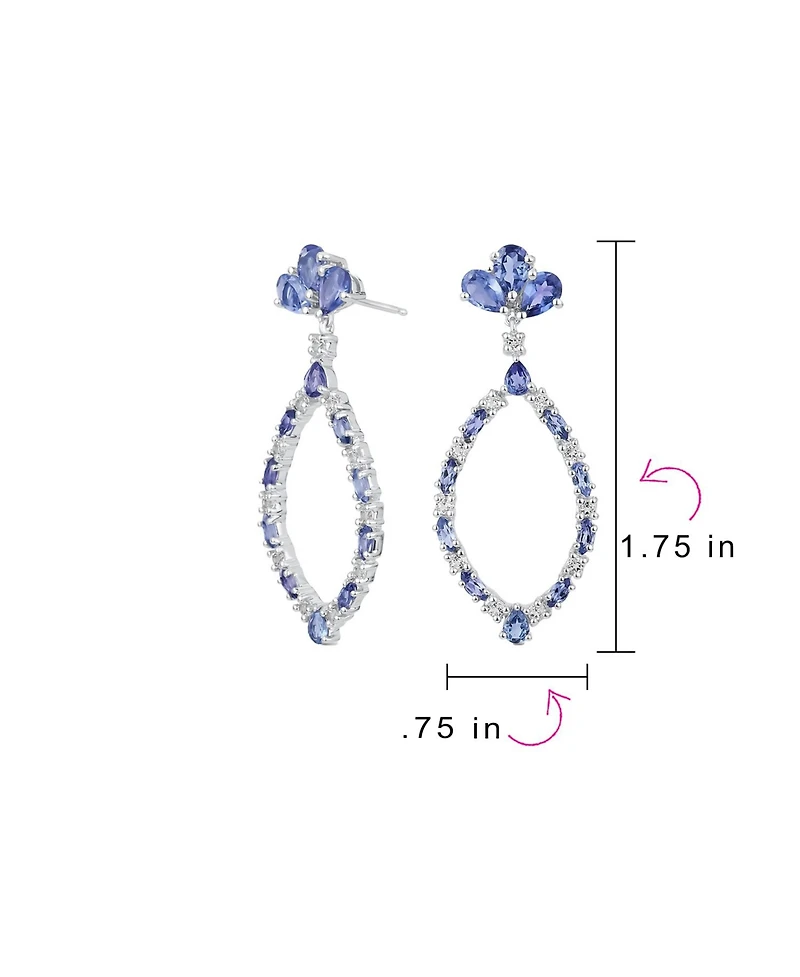 Bling Jewelry Open Teardrop Leaf Tanzanite Zircon Chandelier Earrings