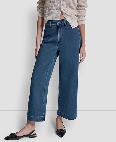 Dkny Jeans Petite Indigo Knit High Rise Ankle Pants